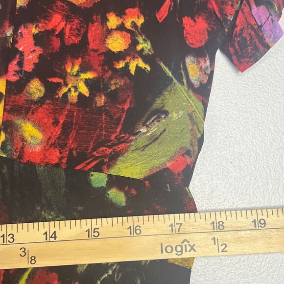 Vicky and Lucas Dress Short Sleeve Red Multicolor Art to Wear Floral Maxi NWT XL - Picture 15 of 15